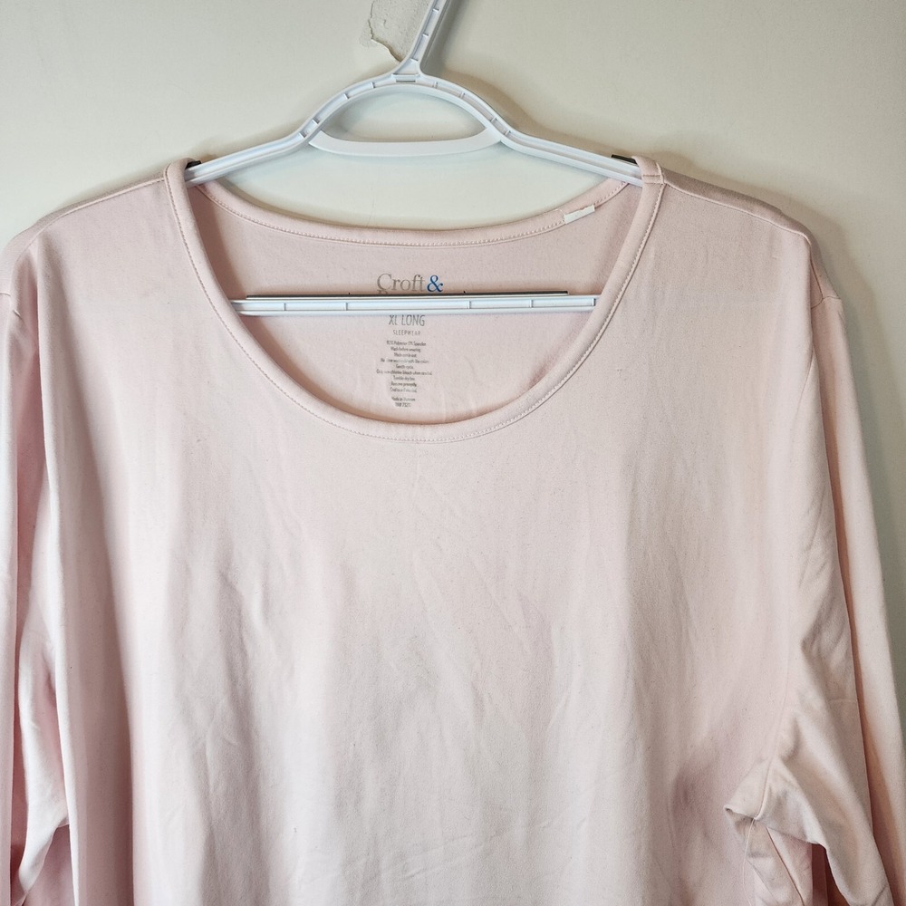 New Croft Barrow Womens Lounge Sleep Shirt Top Long Sleeve Pink Size XL Long - Picture 2 of 7